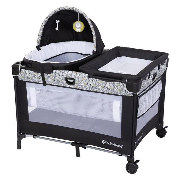 slide 2 of 23, Baby Trend Nursery Den Playard with Snooze Pod & Flip Over Changer Hidden Jungle Trio