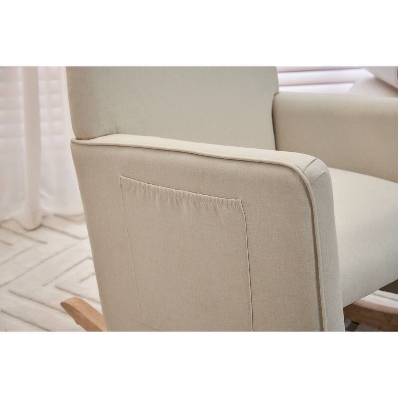 Upholstered Fabric Nursery Rocking Chair with Adjustable Footrest