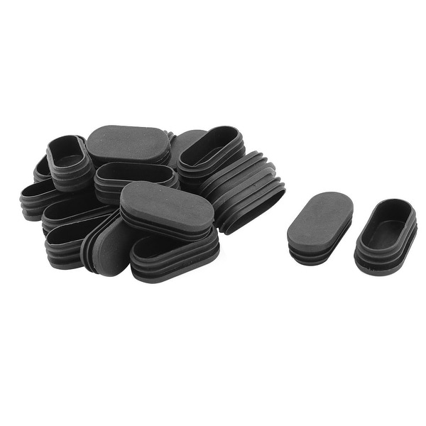 Plastic Oval Chair Leg Foot Cover Tube Insert Black 59 x 29mm 21 Pcs