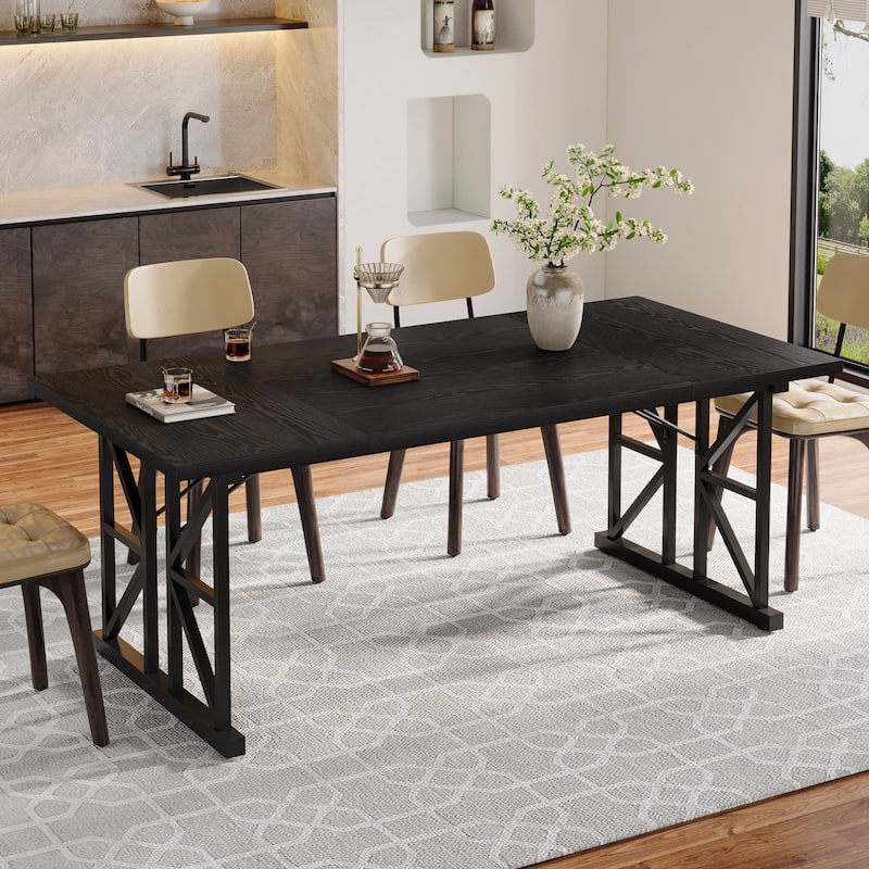 63-Inch Wooden Rectangle Kitchen Table - Black