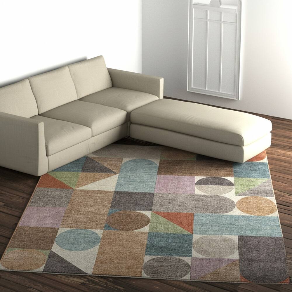 HomeRoots Checkered Modern Rectangle Area Rug