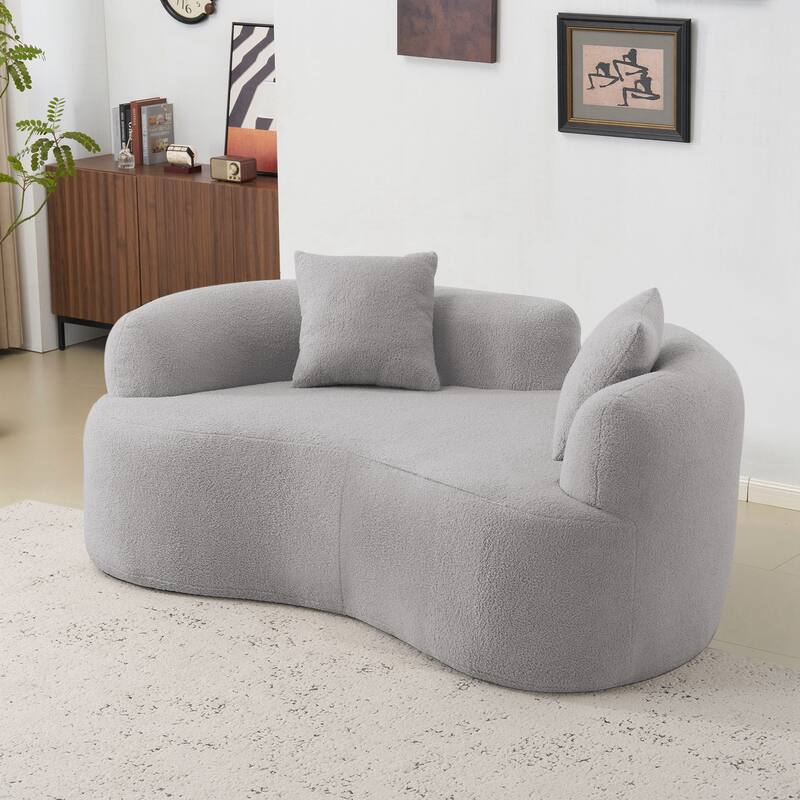 66.93 Inch Curved Loveseat Compression Sponge Sofa
