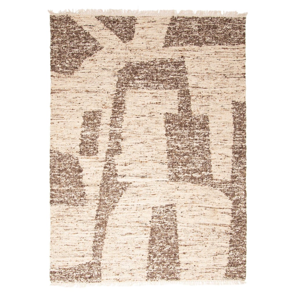 ECARPETGALLERY Braid weave Sienna Beige Wool Rug - 5'7 x 7'9