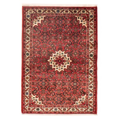 ECARPETGALLERY Hand-knotted Andelz Red Wool Rug - 3'7 x 4'11