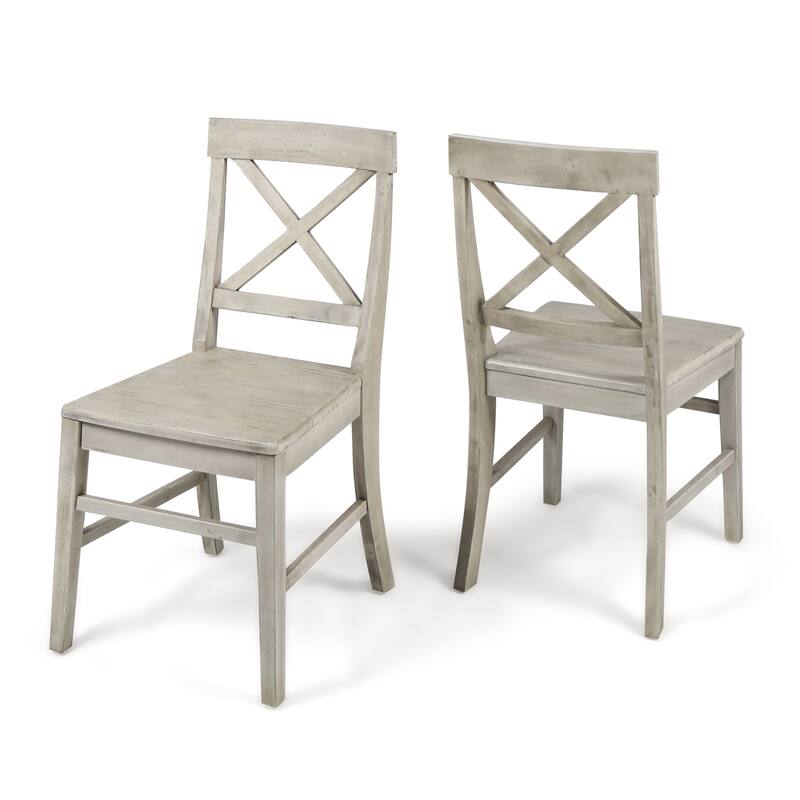 Country Set of 2 Dining Chairs with X-shaped Back, Solid Wood Frame for Dining Room Living Room Balcony and Patio