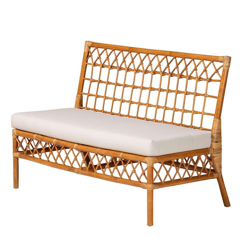 Aina Modern Bohemian Honey Rattan 4-Piece Dining Nook Set