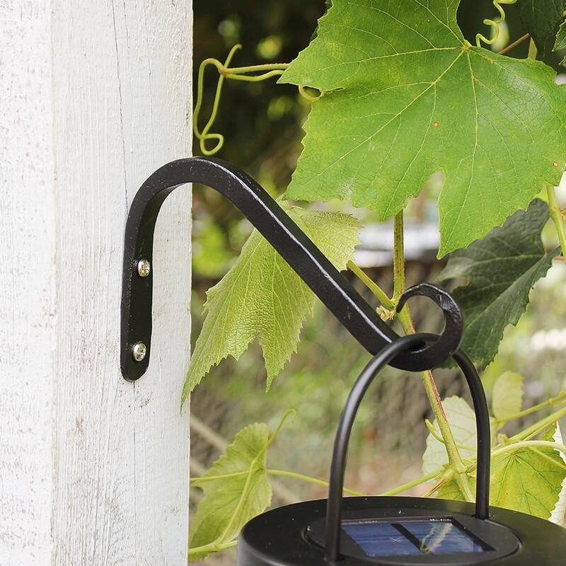Achla Designs Set of 2 Angled Up Curled Wall Bracket, 6 Inch Long, Black Powder Coat Finish