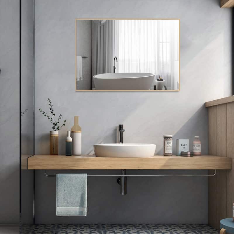 Modern Rectangle Framed Bathroom Vanity Mirror Accent Wall Mirror