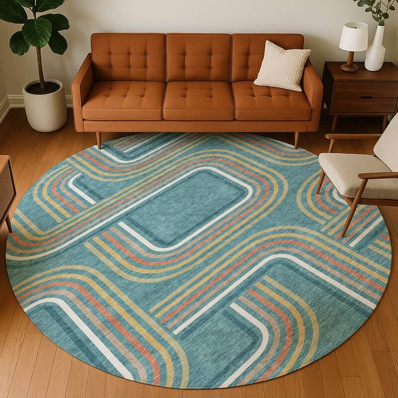Machine Washable Indoor/ Outdoor Modern Leawood Chantille Rug