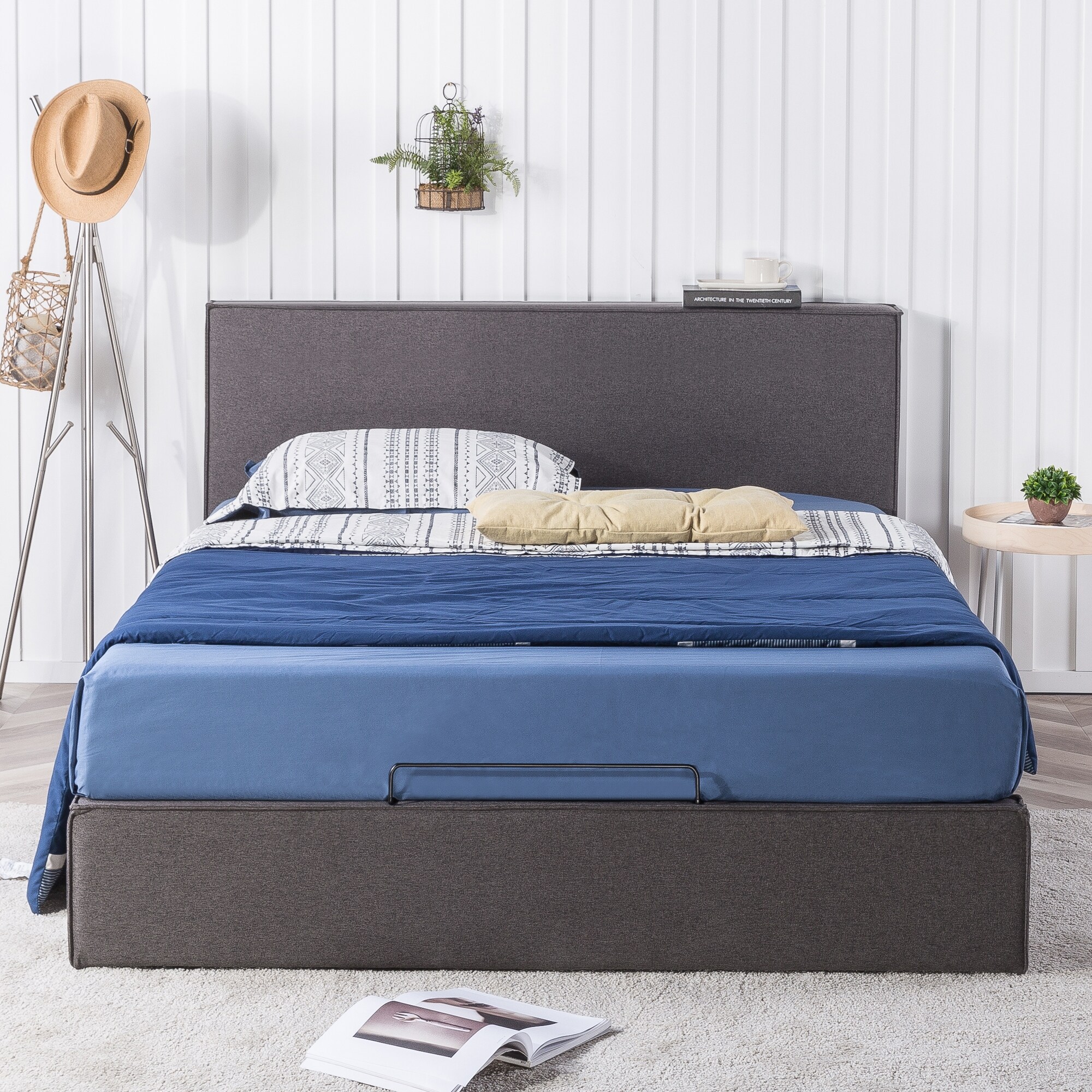 Priage By Zinus Dark Grey Upholstered Platform Bed Frame With Storage On Sale Overstock 32038789 Panel beds, upholstered beds, and storage beds. priage by zinus dark grey upholstered platform bed frame with storage