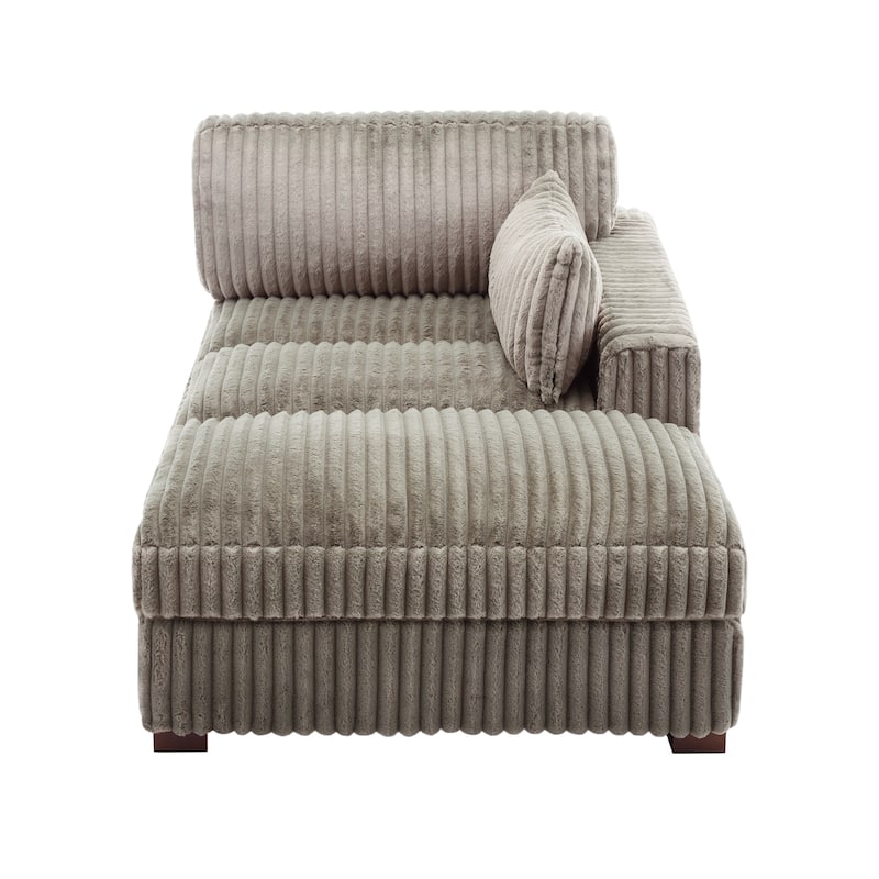 41" W Plush Corduroy Chaise Lounge with Pillows