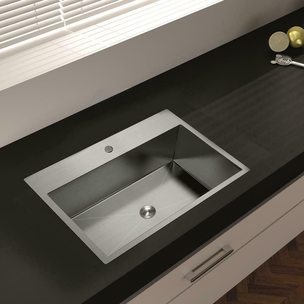 33" Stainless Steel Drop-in Kitchen Sink, Single Bowl Topmount Sink - 33" X 22"