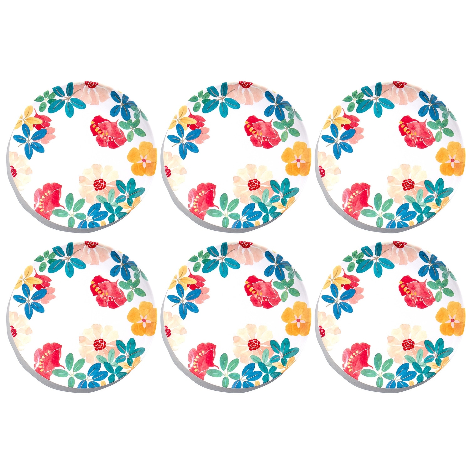 Abode Homewares Audrey Melamine Floral Dinner Plate - 10.5" - Set of 6