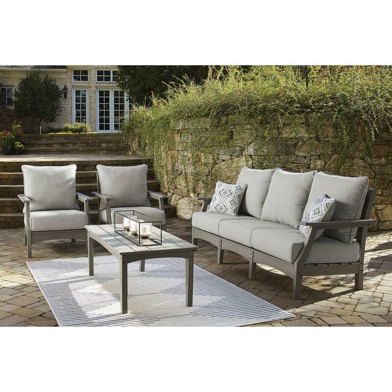 Signature Design by Ashley Visola Gray 4-Piece Outdoor Sofa Conversation Set - 80"W x 33"D x 37"H