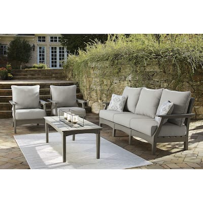 Signature Design by Ashley Visola Gray 4-Piece Outdoor Sofa Conversation Set - 80"W x 33"D x 37"H