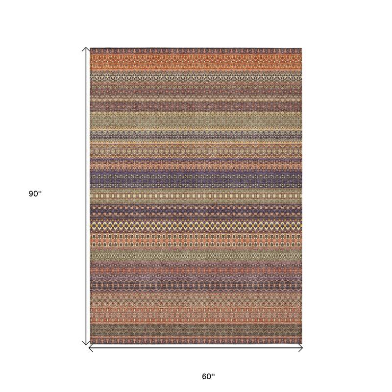 Elri Stripe Weather Resistant Blended Style Outdoor Rug