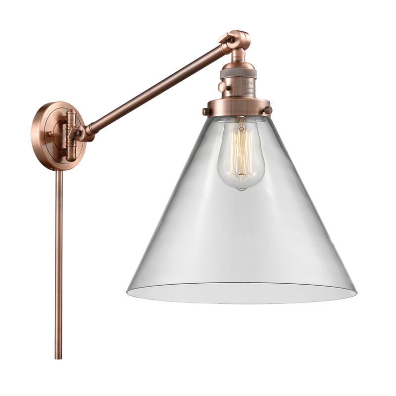 Innovations Lighting X-Large Cone Single Light 16" Tall Bathroom - Antique Copper / Clear