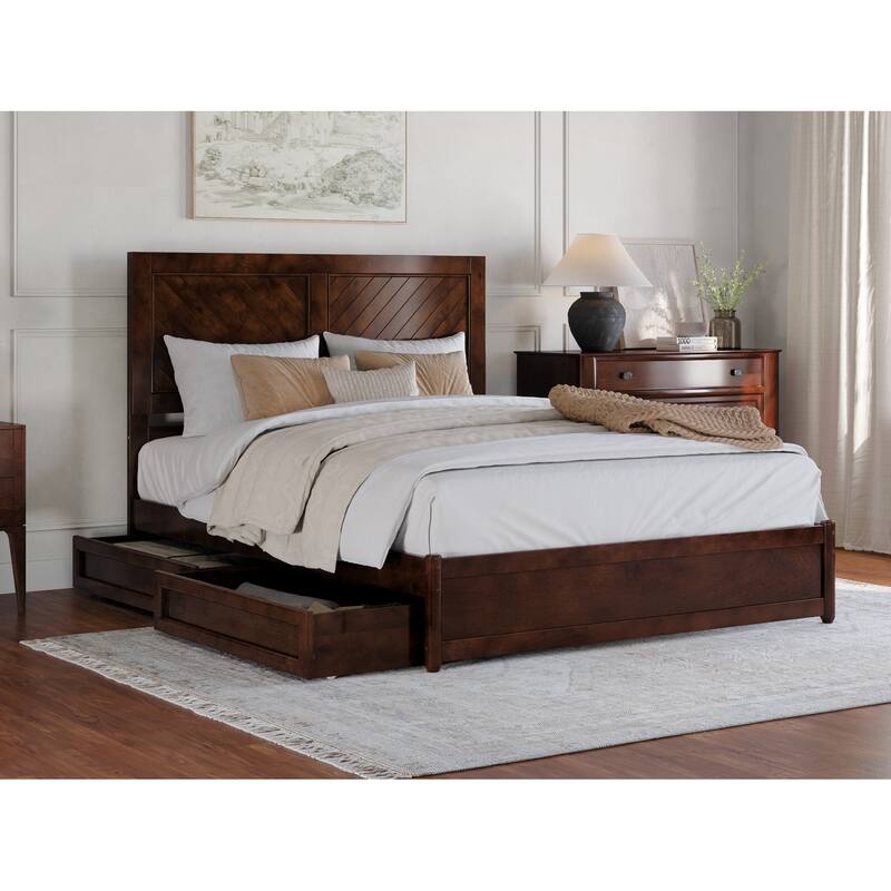 Clayton Platform Bed with Panel Footboard and Storage Drawers