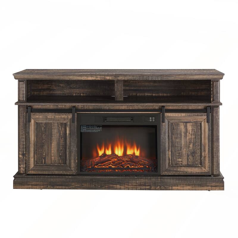Modern Entertainment Console TV Stand with 23in Fireplace Insert