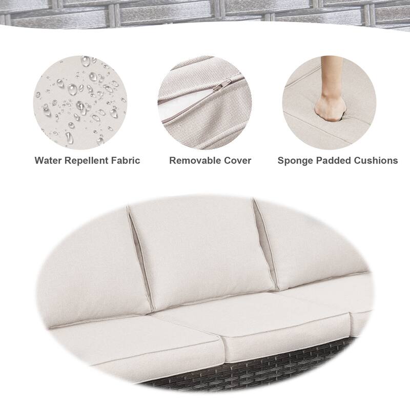 Patio Conversation Set 9 Piece with Propane Fire Pit Table