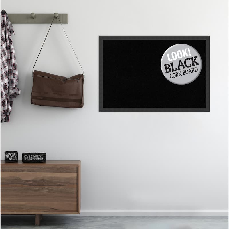 Framed Black Cork Board, Mezzanotte Black