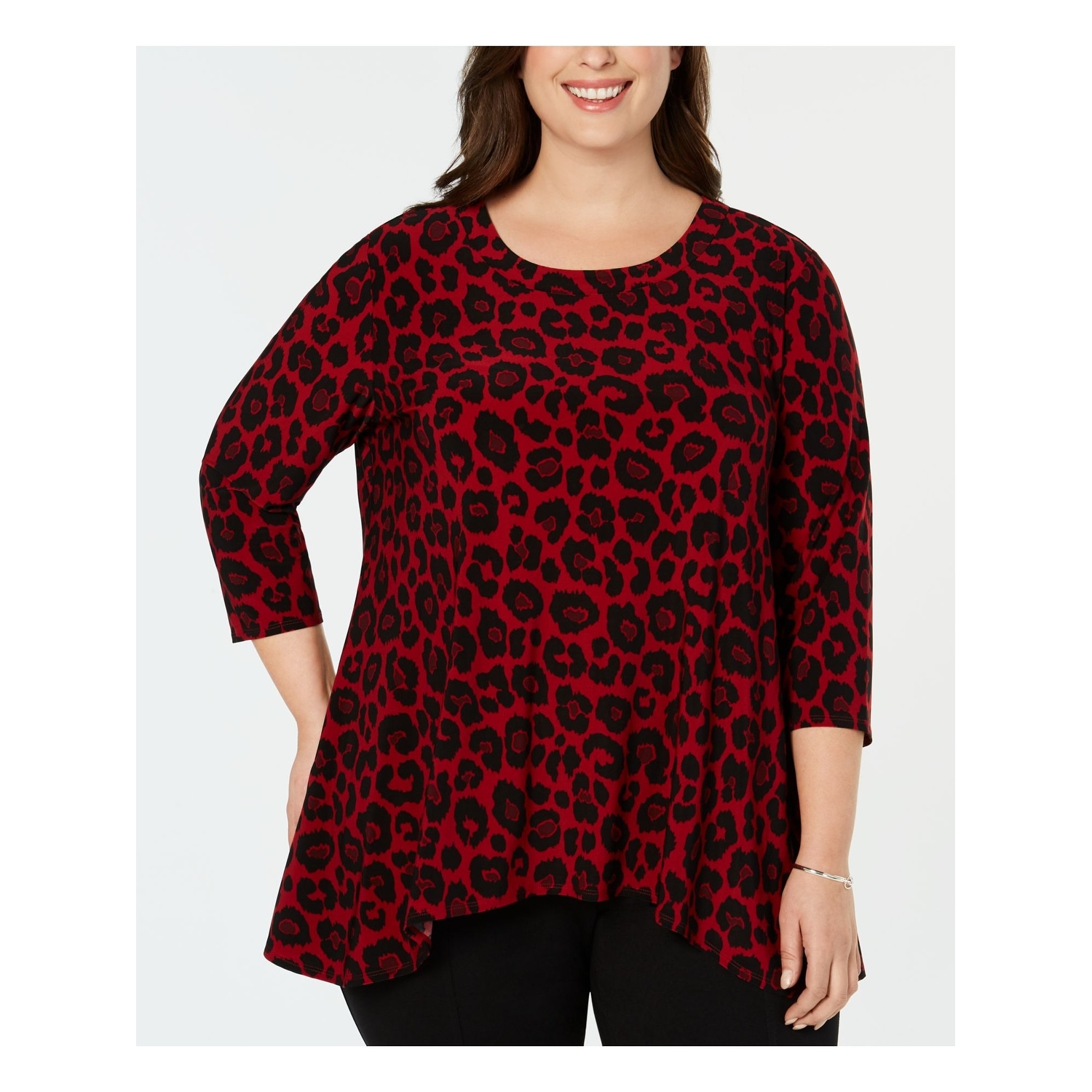 red evening tops plus size