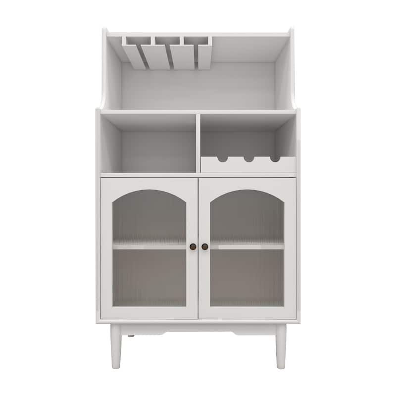 Living Room Wine Cabinet With Removable Rack And Wine Glass Rack,One Cabinet With Glass Doors