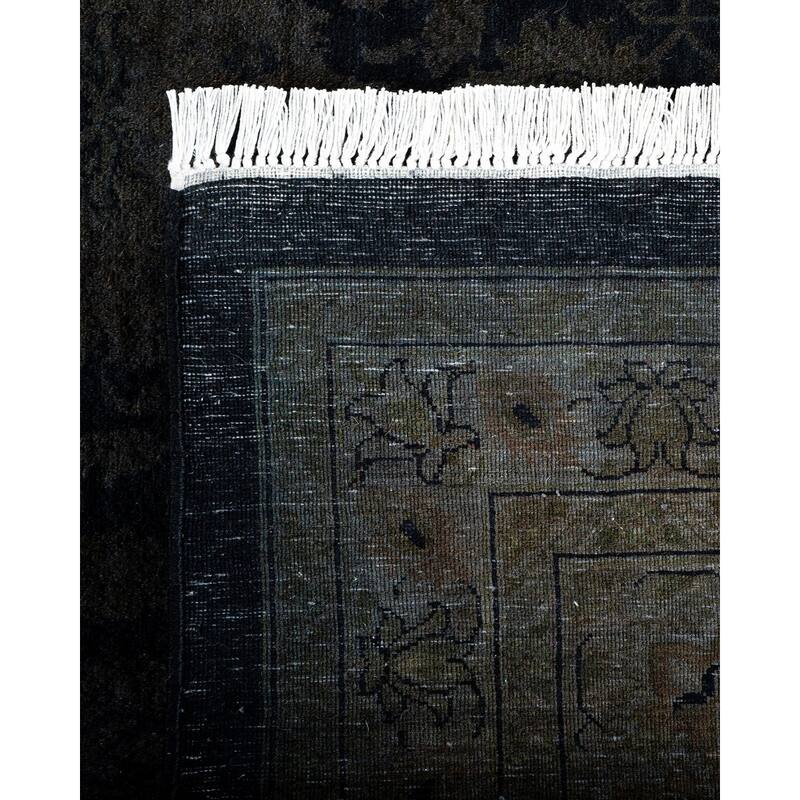 Overton Hand Knotted Wool Vintage Inspired Modern Contemporary Overdyed Black Area Rug - 10' 0" x 19' 4"
