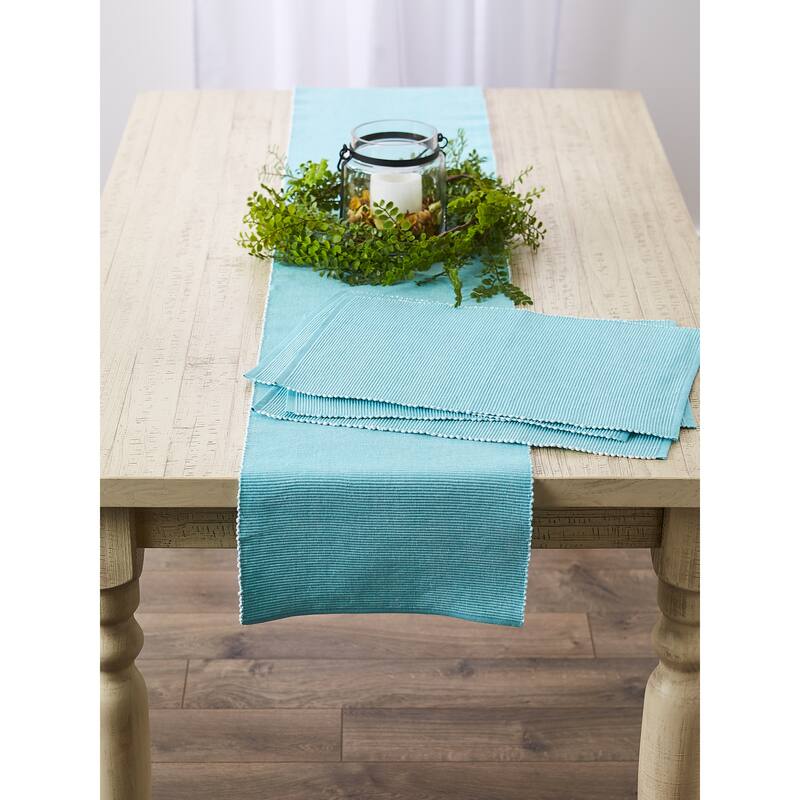 DII Black & White 2-Tone Ribbed Table Runner