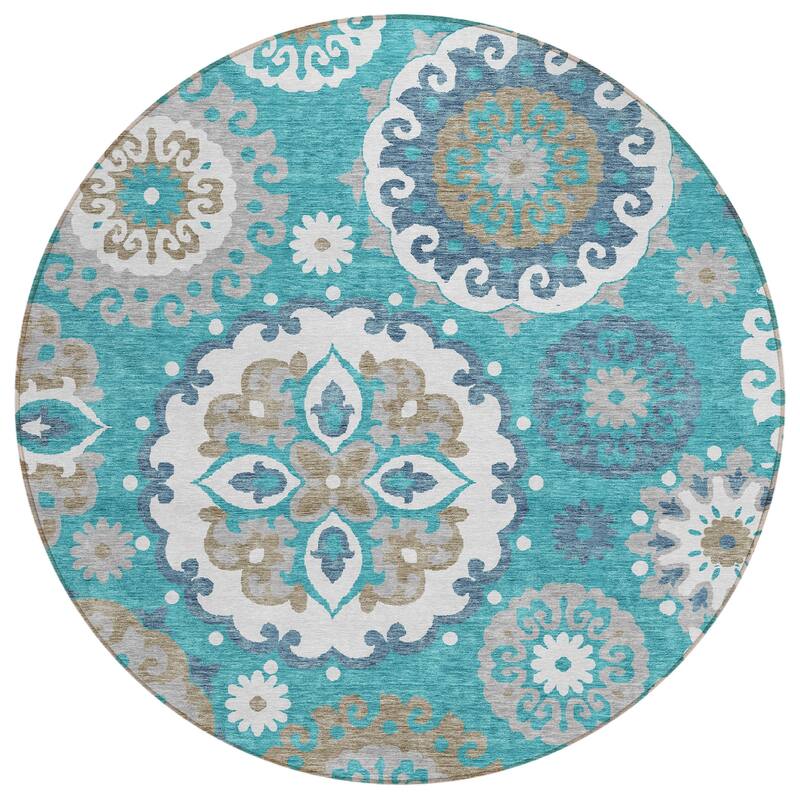 Machine Washable Indoor/ Outdoor Chantille Casual Medallion Rug