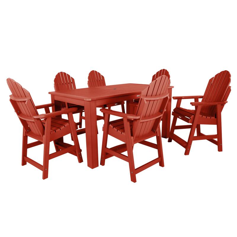 Hamilton 7-Piece Outdoor Dining Set - 42" x 72" Table, Counter-height - Rustic Red