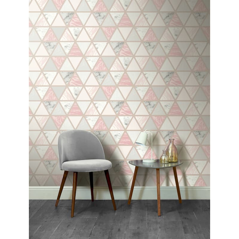 Arthouse Marble Geo Pink Multi Wallaper