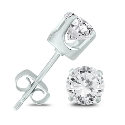 Marquee 14K White Gold 1 Carat TW Certified Round Diamond Solitaire Stud Earrings