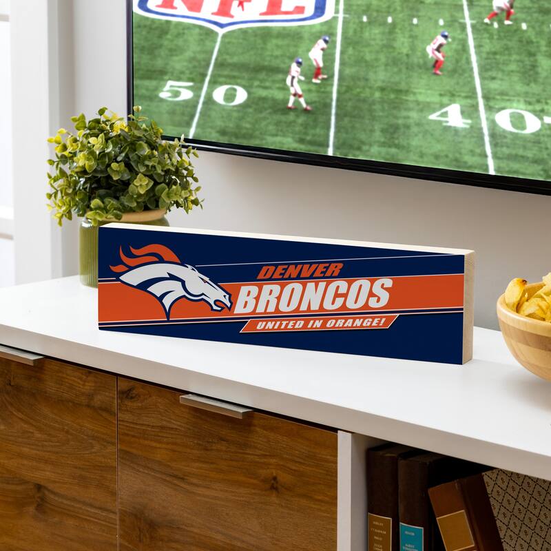 Denver Broncos Wooden Tabletop Mantel Shelf Sign - 5" x 18"