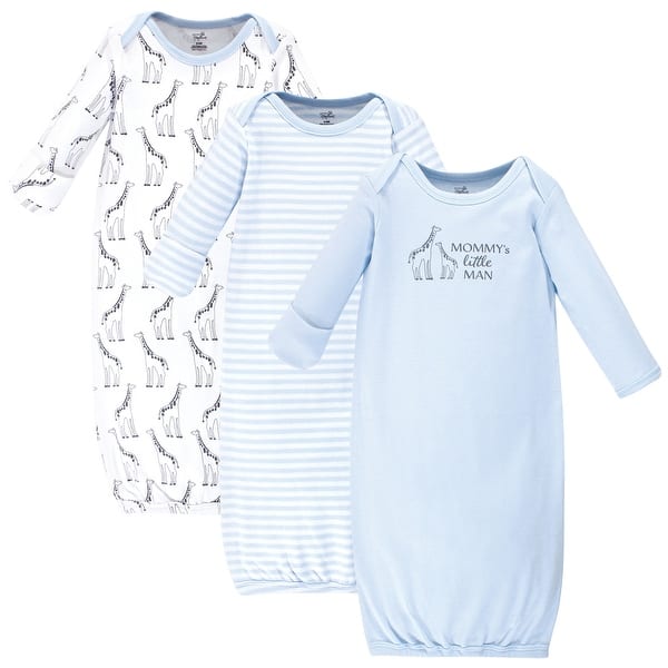 slide 1 of 1, Touched by Nature Baby Boy Organic Cotton Long-Sleeve Gowns 3pk, Giraffe 0-6 Months - Giraffe