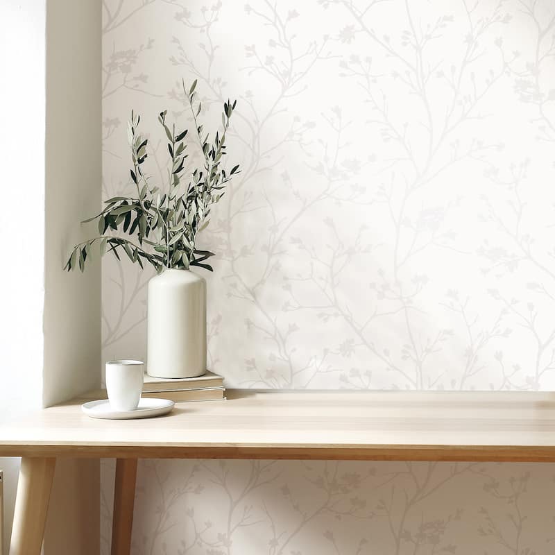 Fine Decor Cosima White Sprig Wallpaper
