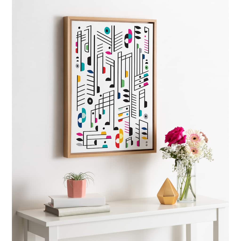 Kate and Laurel Sylvie Music Notes Framed Canvas By Rachel Lee