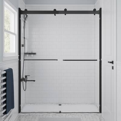 Seawin Verona Light Bypass Frameless Sliding Glass Shower Door 44 - 48 in. W x 76 in. H 1/4 in. (6 mm) Clear Tempered Glass