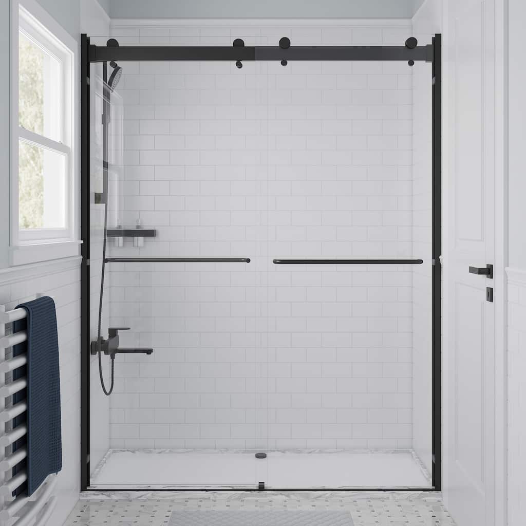 Seawin Verona Light Bypass Frameless Sliding Glass Shower Door 44 - 48 in. W x 76 in. H 1/4 in. (6 mm) Clear Tempered Glass