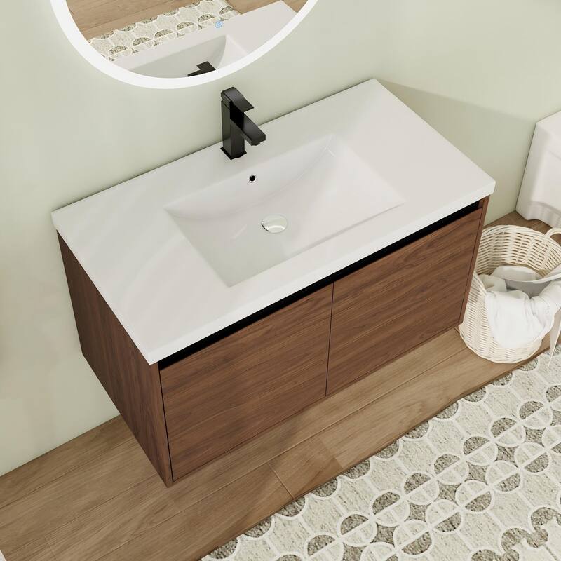 30"/36" Floating Bathroom Vanity with Sink, Wall Mounted Bathroom Vanity with Soft Close Doors