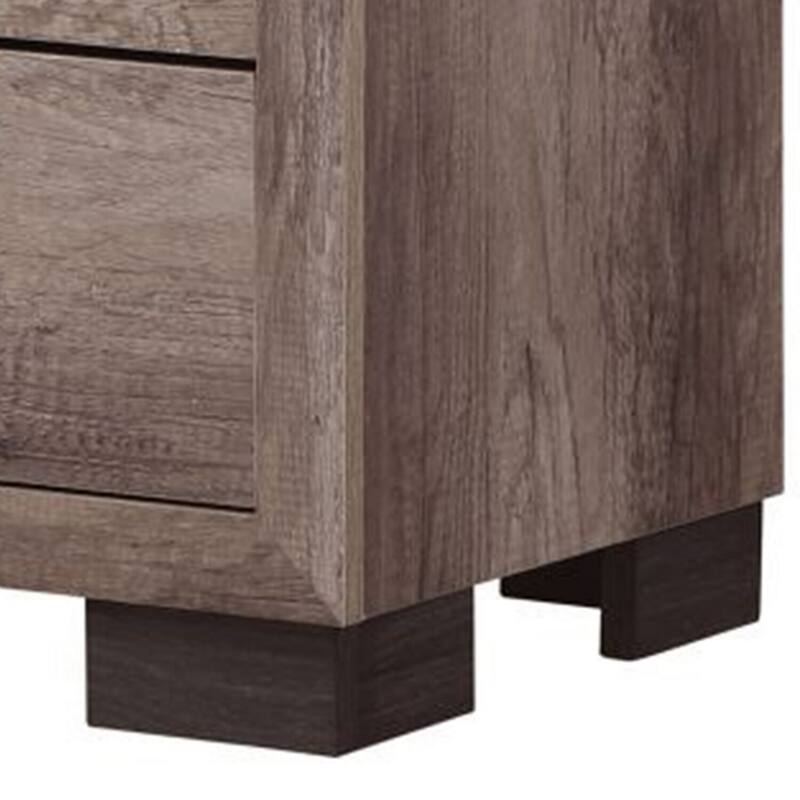 Brown 2 Drawer 15.35 in. W Nightstand with Sturdy Hardware and Ample Storage