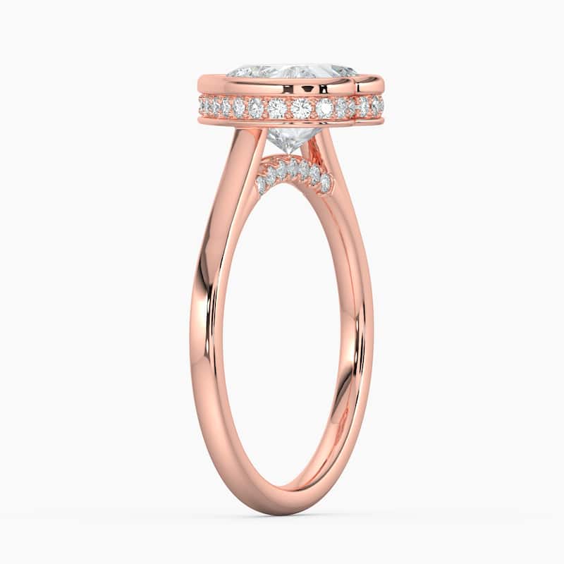Auriya 14k Gold Lab Grown Heart Diamond Bezel Unique Hidden Halo Engagement Ring 1.00 to 5.00 ct. tw. (F-G, VS)