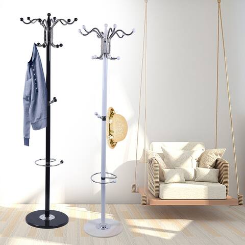 Free-Standing Marble Base Coat Rack Hanger With 16 Hooks