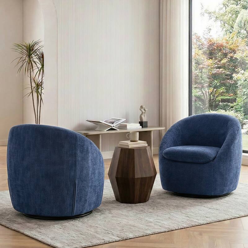 360° Swivel Chenille Upholstered Barrel Accent Chair Armchair - 30.3"W x 28.7"D x 29.5"H
