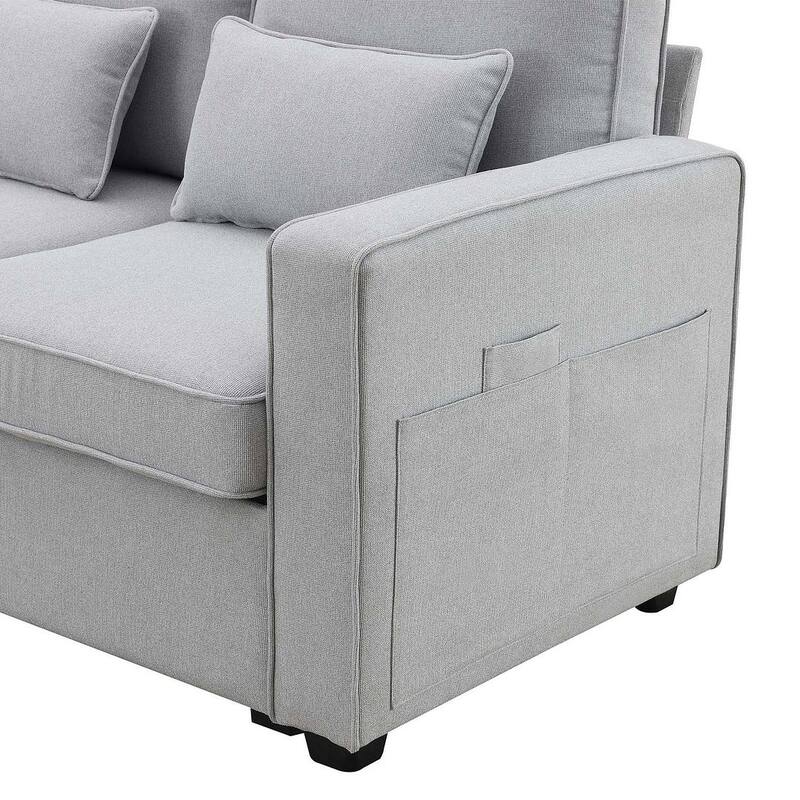 104" Linen Fabric Sectional Sofa Minimalist Style Couch for Living Room