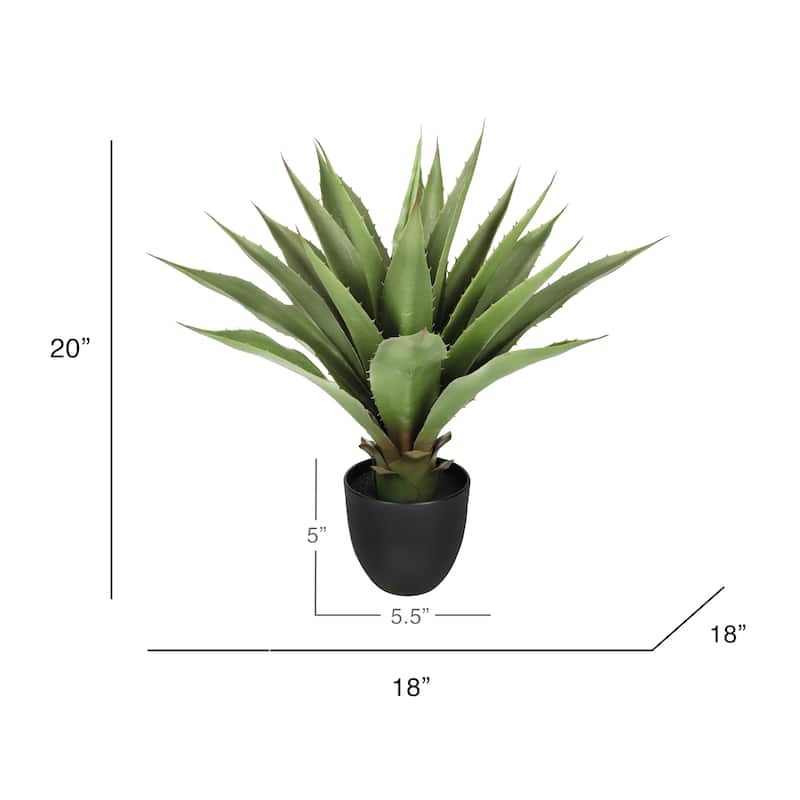 20in Artificial Agave Succulent Plant in Black Pot - 20" H x 18" W x 18" DP