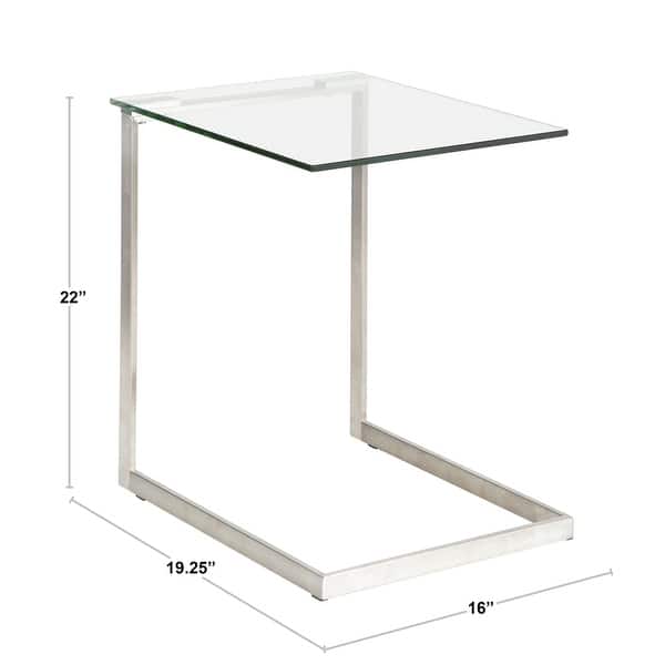 Porch & Den Birchshire Stainless Steel/ Glass End Table