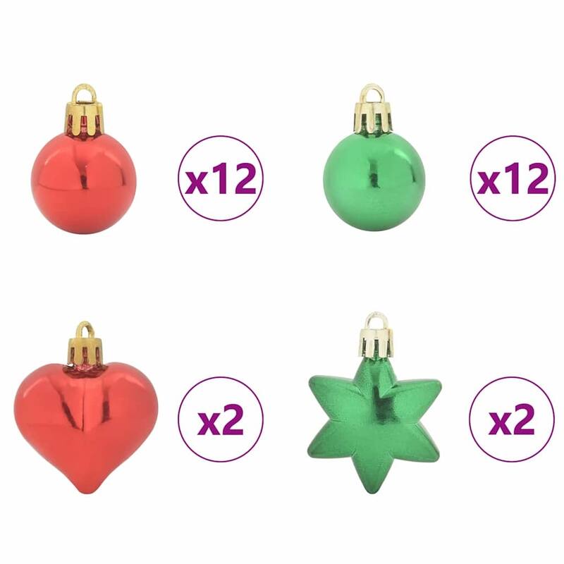 vidaXL Christmas Bauble Set 40 pcs Red and Green - 2.4 x 2.4 x 2.4
