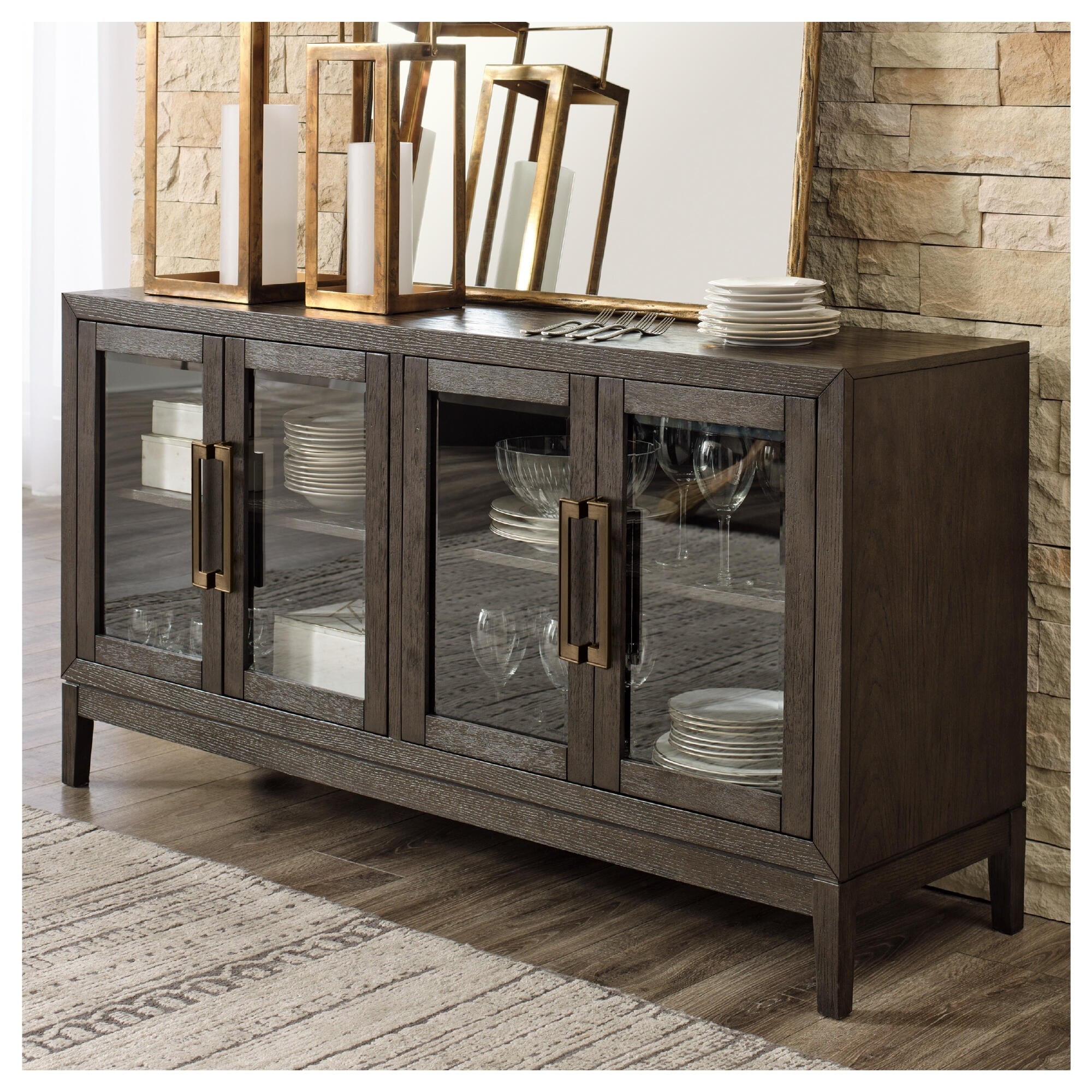 Signature Design by Ashley Burkhaus Dark Brown Dining Room Server - 60"W x 19"D x 32"H