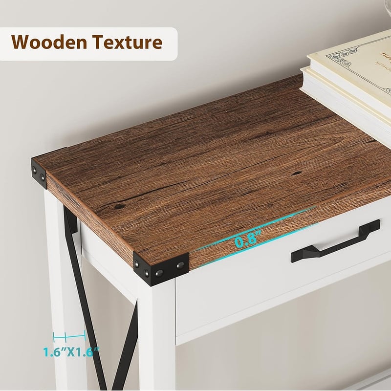 Woode Entryway Table, Sofa Table with Storage,with 2 Drawers